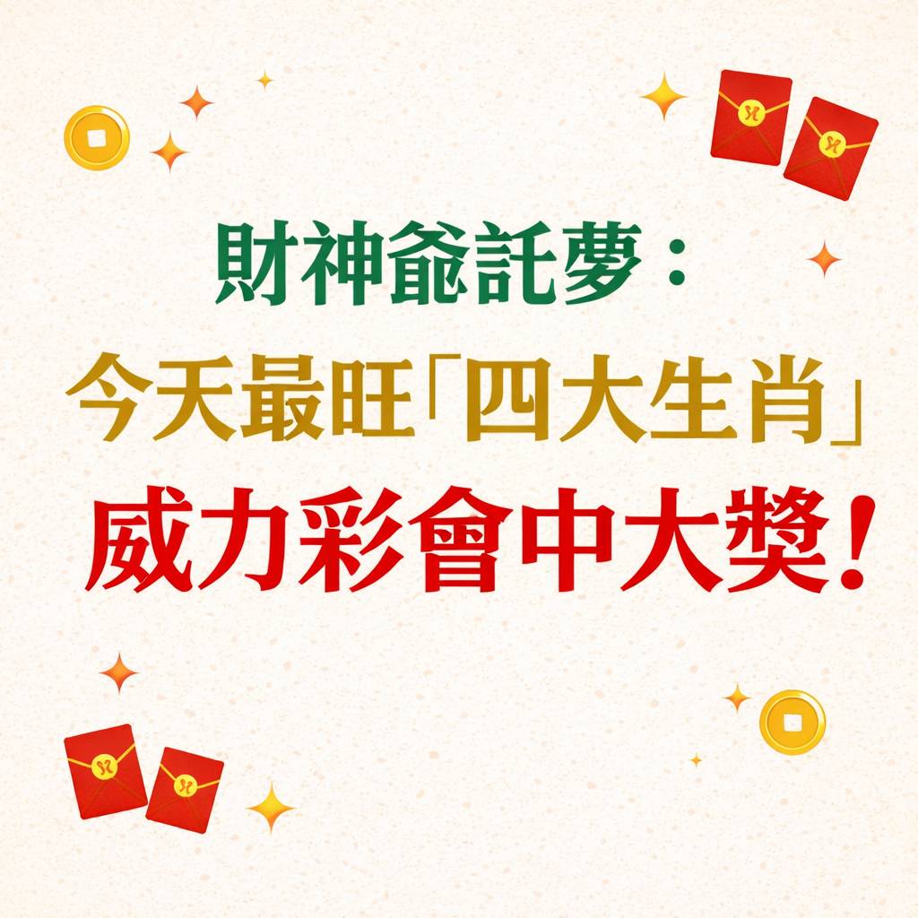 財神爺託夢：今天最旺「五大生肖」 威力彩會中獎！