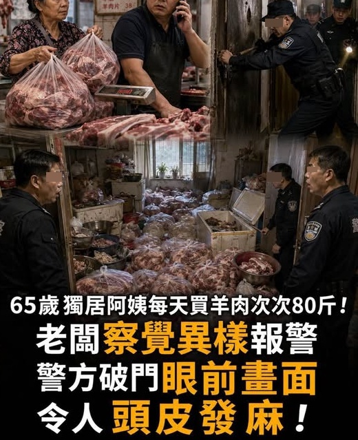 65歲獨居阿姨每天買羊肉次次80斤！老闆察覺異樣報警，警方破門眼前畫面令人頭皮發麻！