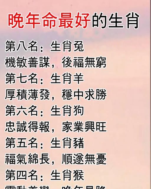 晚年命最好的生肖
