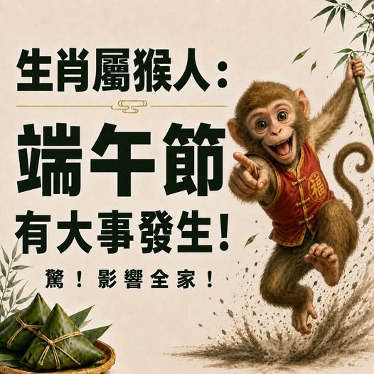 生肖屬猴人：端午節將有大事發生！