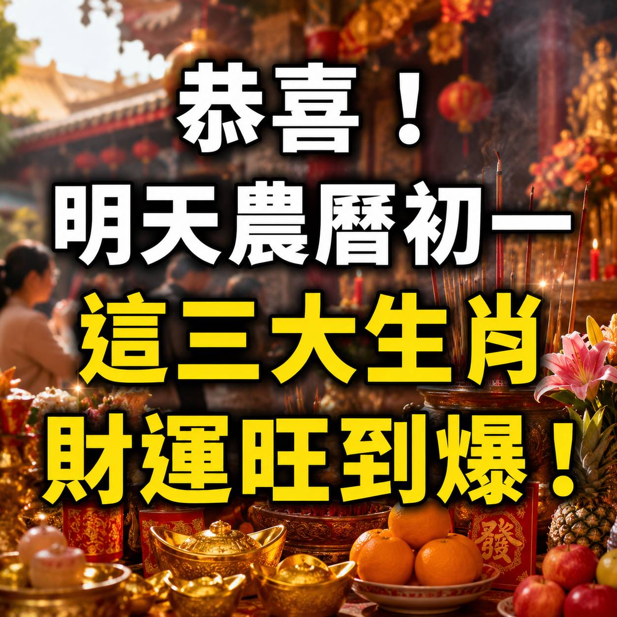 恭喜!明天農曆初一 這三大生肖財運旺到爆!