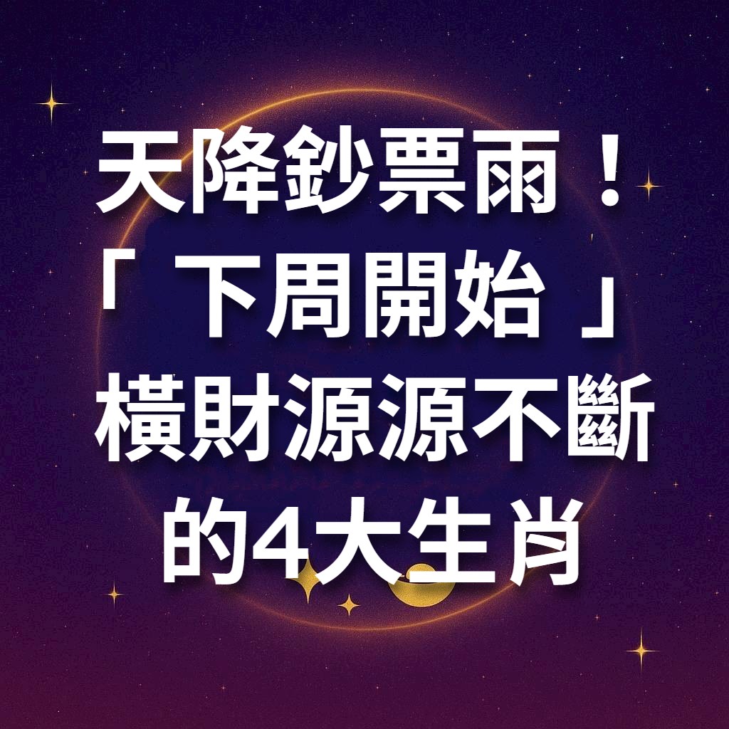 天降鈔票雨！「 下周開始 」 橫財源源不斷的生肖
