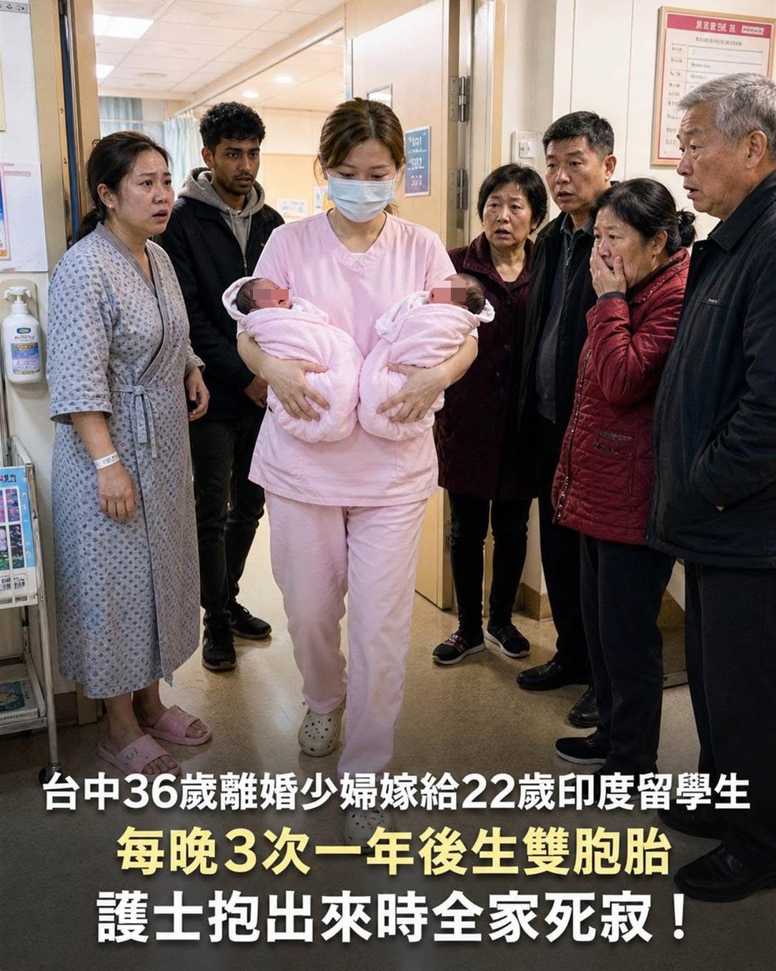 臺中36歲離婚女嫁給22歲印度留學生，每晚3次一年後生雙胞胎，護士抱出來時全家死寂！