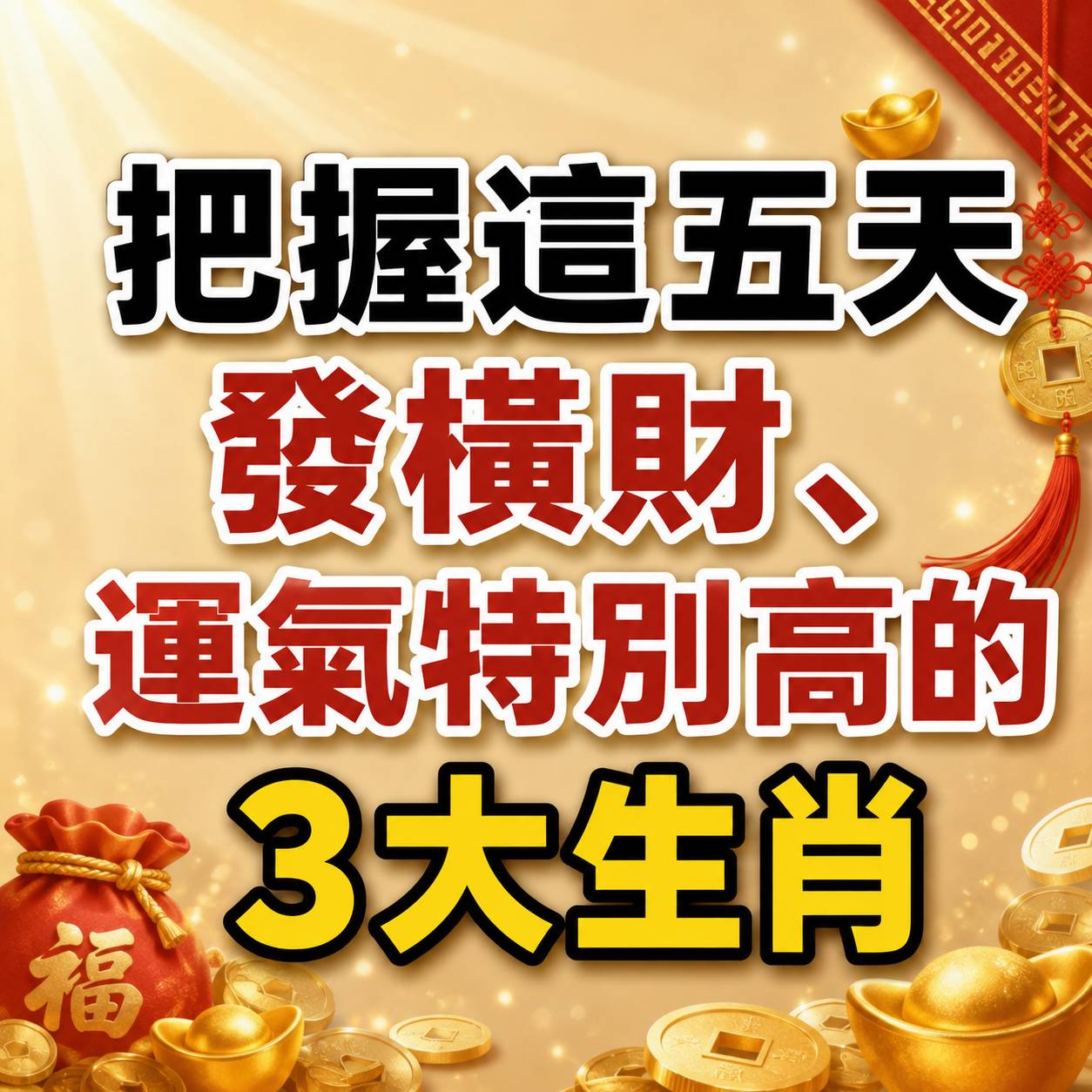 把握這五天發橫財、運氣特別高的3大生肖 