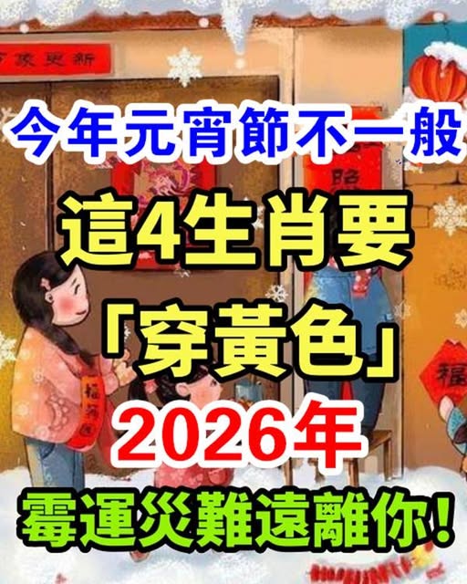 今年元宵節不一般，這4生肖要「穿黃色」，2026年黴運災難遠離你！