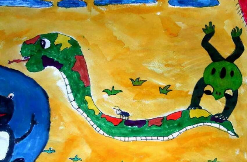 四歲女兒畫「蛇」獲頭獎,寶媽得意帶閨蜜「看孩子畫展」閨蜜看完大呼:快報警