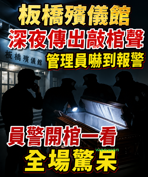 板橋殯儀館深夜傳出「敲棺聲」管理員嚇到報警,員警開棺一看全場驚呆