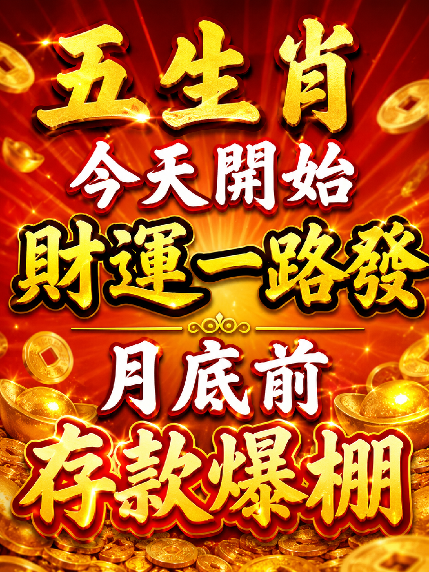 五大生肖今天開始，財運一路發，月底前存款爆棚