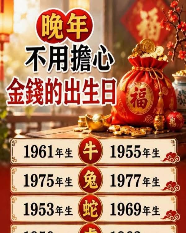晚年不用擔心錢的出生年月,恭喜你上榜!
