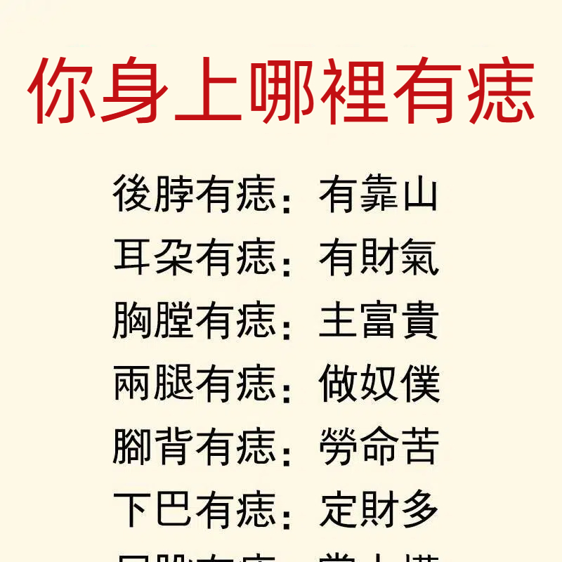 你身上哪裡有痣，就有什麼命！真的準