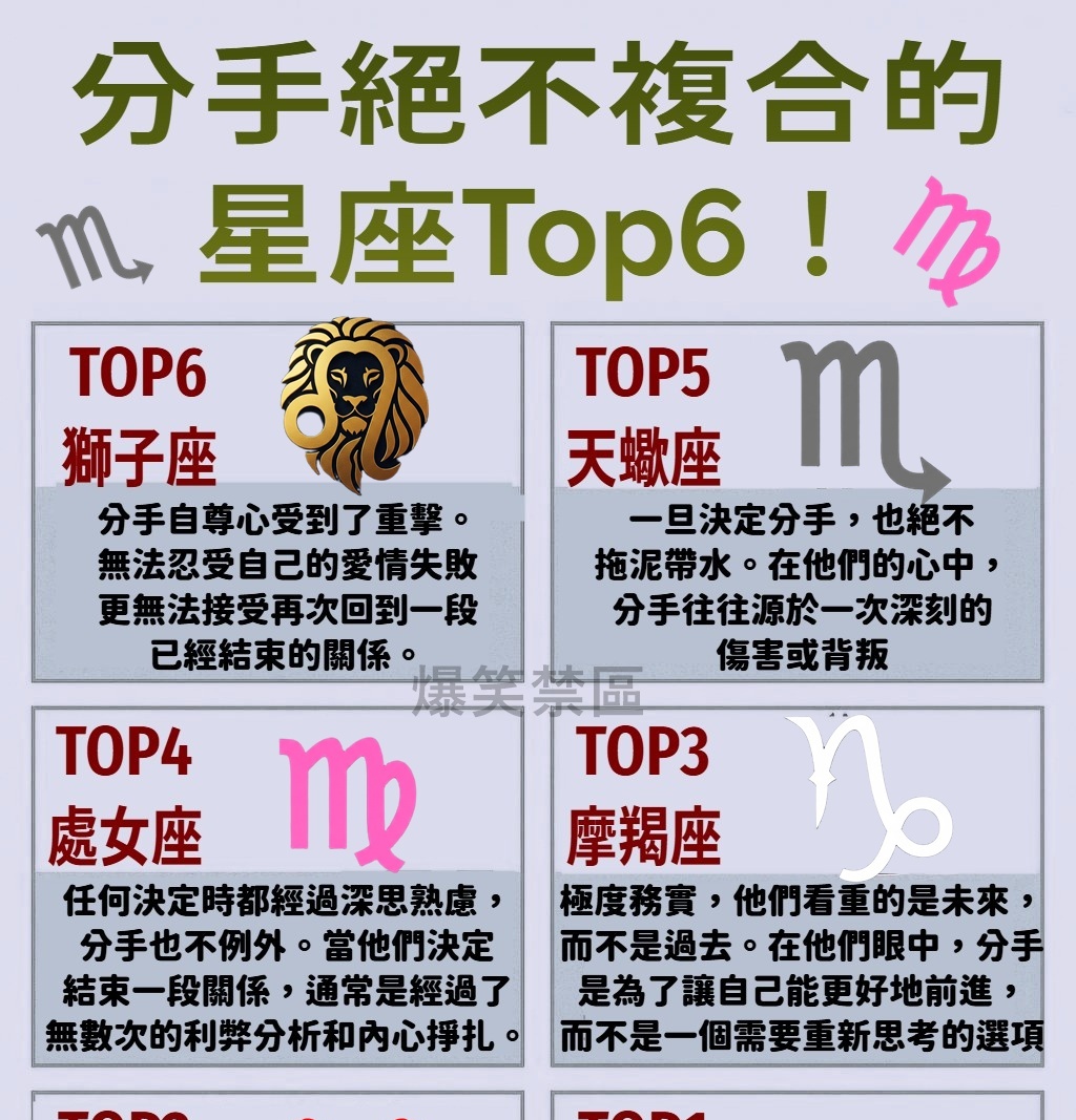 分手絕不複合的星座Top6！