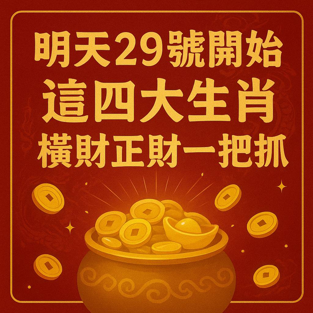 明天29號開始,這四大生肖「橫財正財」一把抓!