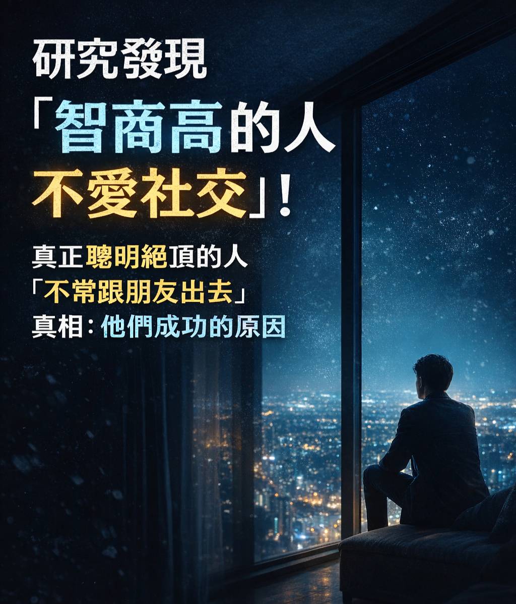 研究發現「智商高的人不愛社交」！真正聰明絕頂的人「不常跟朋友出去」真相