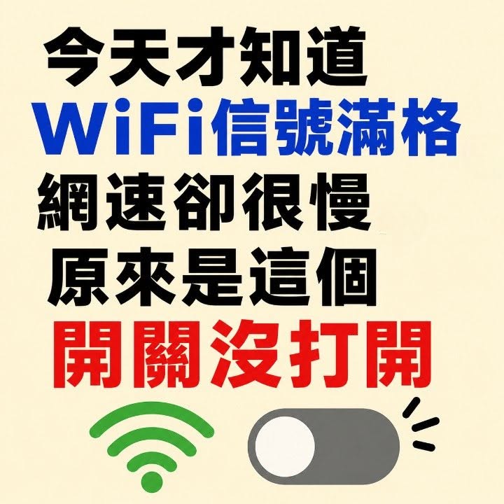 今天才知道WiFi信號滿格，網速卻很慢，原來是這個開關沒打開
