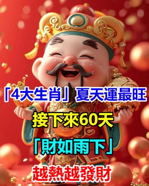 「4大生肖」夏天運最旺！ 接下來60天「財如雨下」越熱越發財