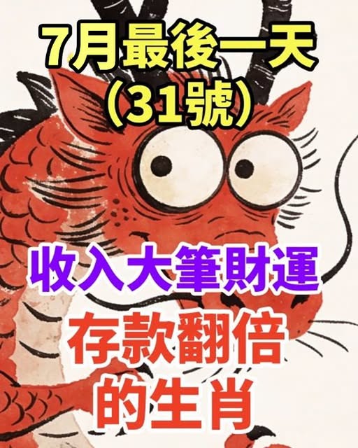 7月最後一天（31號）收入大筆財運，存款翻倍的生肖