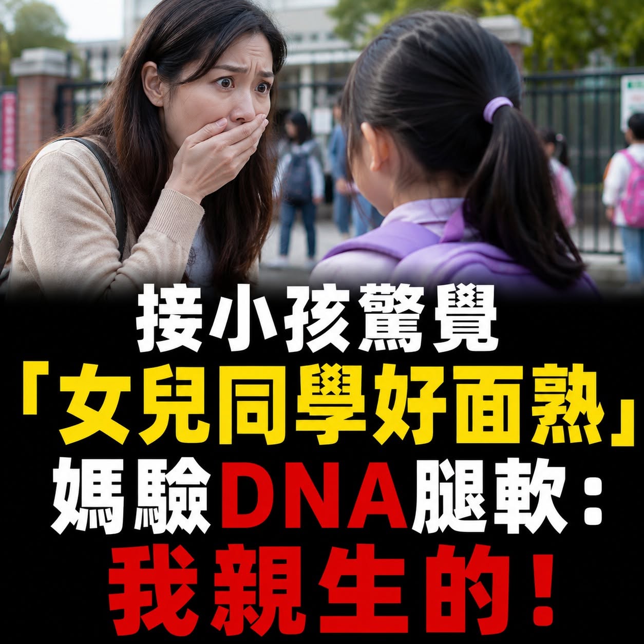 接小孩驚覺「女兒同學好面熟」 媽驗DNA腿軟：我親生的！