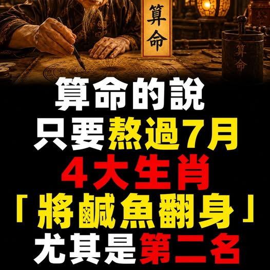 算命的說：只要熬過7月，4大生肖「將鹹魚翻身」！尤其是第二名