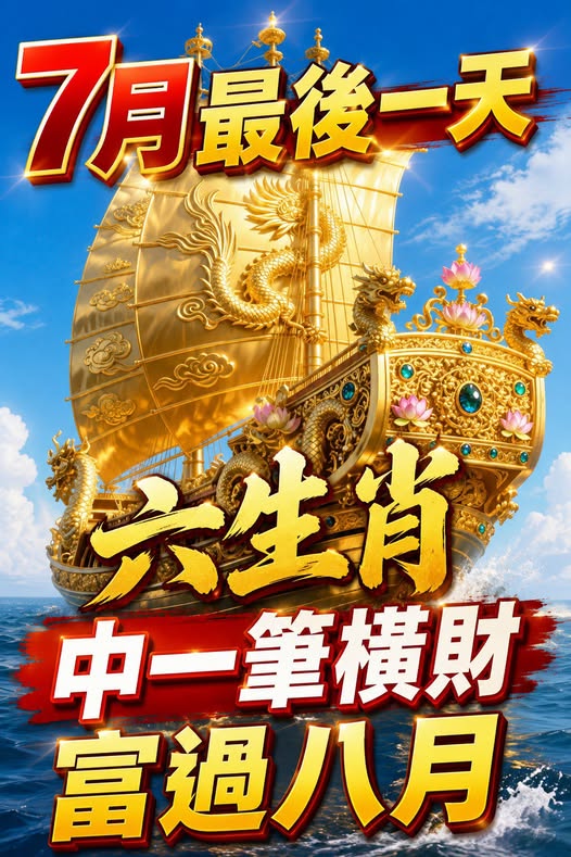 7 月最後一天 六生肖 中一筆橫財 富過八月！