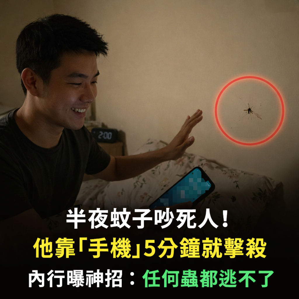 半夜蚊子吵死人！她靠「手機」5分鐘就擊殺 內行曝神招：任何蟲都逃不了