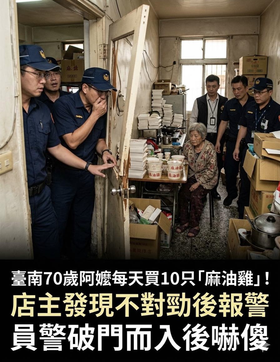 臺南70歲阿嬤每天買10隻「麻油雞」！店主發現不對勁後報警，員警破門而入後嚇傻