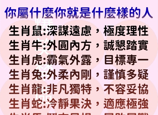 你屬什麼就是什麼樣的人