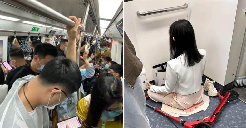 捷運驚見「地板坐打妹」！內行人看「屁股下坐墊」急勸：千萬別打擾