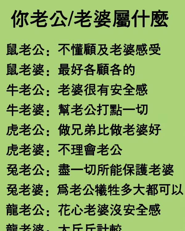 十二生肖婚前與婚後的區別，誰最疼老公/老婆，99%的人都說準！