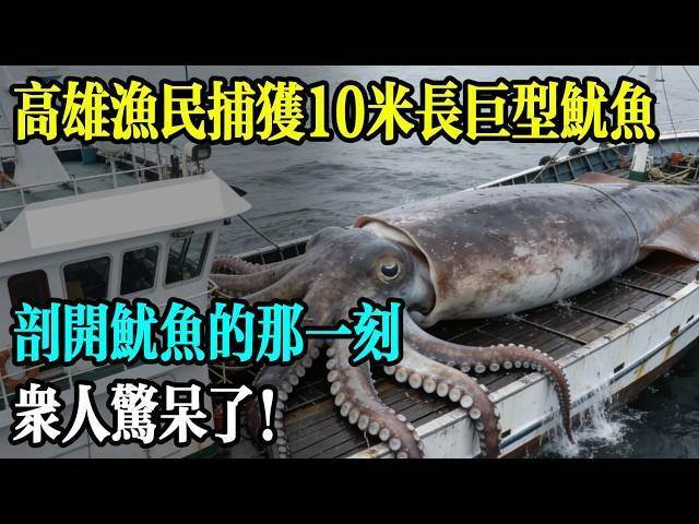 高雄漁民捕獲10公尺長巨型魷魚，剖開魷魚的那一刻，眾人驚呆了！