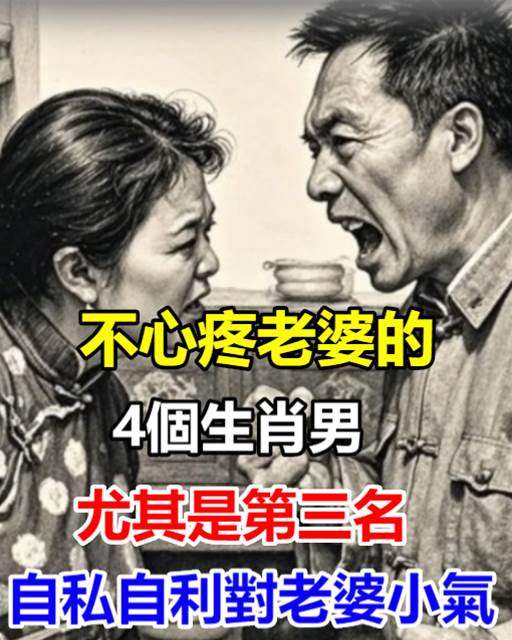 不心疼老婆的4個生肖男，尤其是第三名，自私自利，對老婆小氣