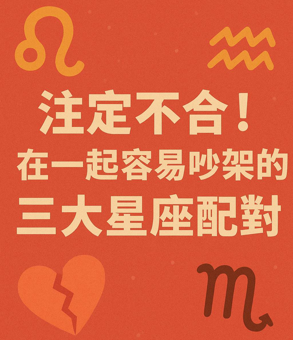 注定不合!在一起容易吵架的三大星座配對