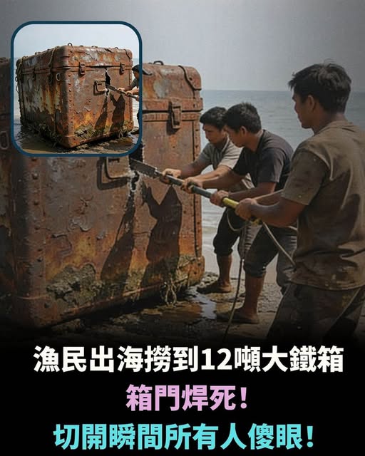 漁民出海撈到12噸大鐵箱，箱門焊死！切開瞬間所有人傻眼！
