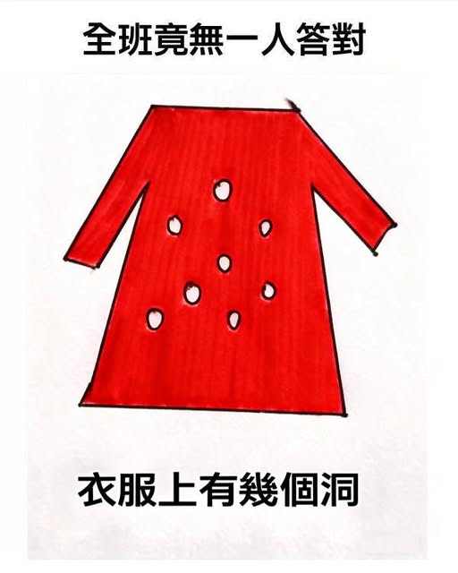 衣服上有幾個洞，回答正確的人頭腦太聰明！