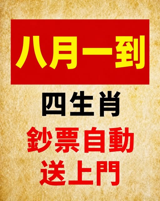 8月一到，四生肖財運爆發，鈔票自動送上門！