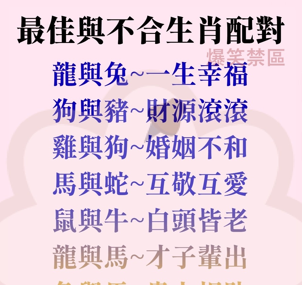 最佳與不合生肖配對